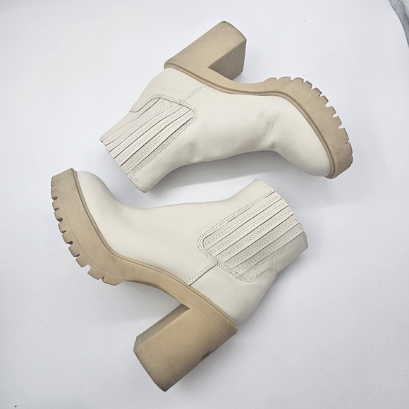 Dolce Vita Caster H2O Waterproof Platform Ankle Boots Ivory Size 6.5 - Picture 9 of 12